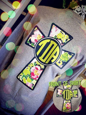 Monogram Long Sleeve: Cross/ Grey