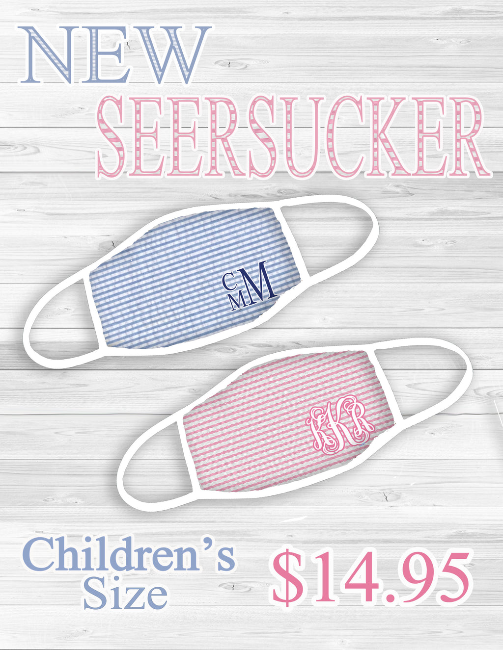 Seersucker: Monogram Face Mask