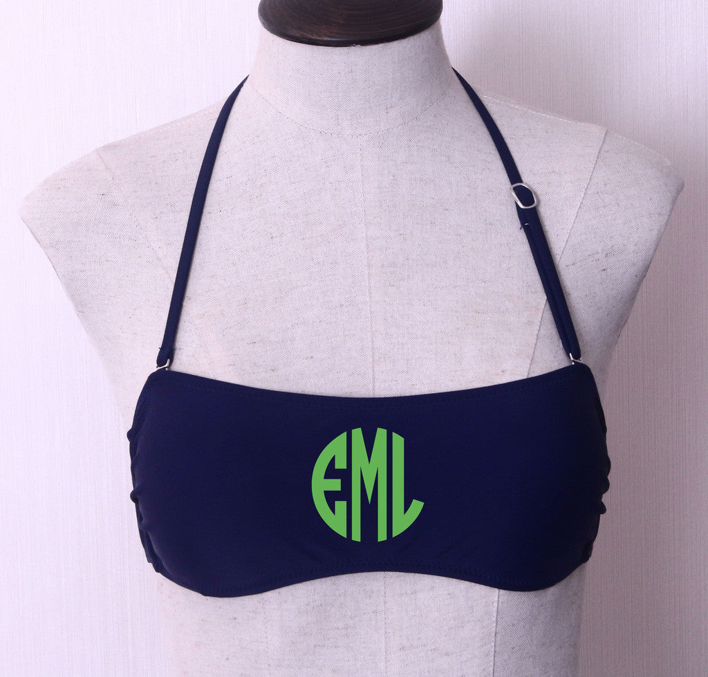 Monogram Bandeau Top: Navy