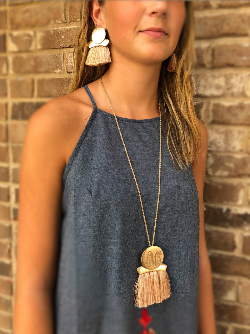 Chrissy: Fringe Monogram Necklace