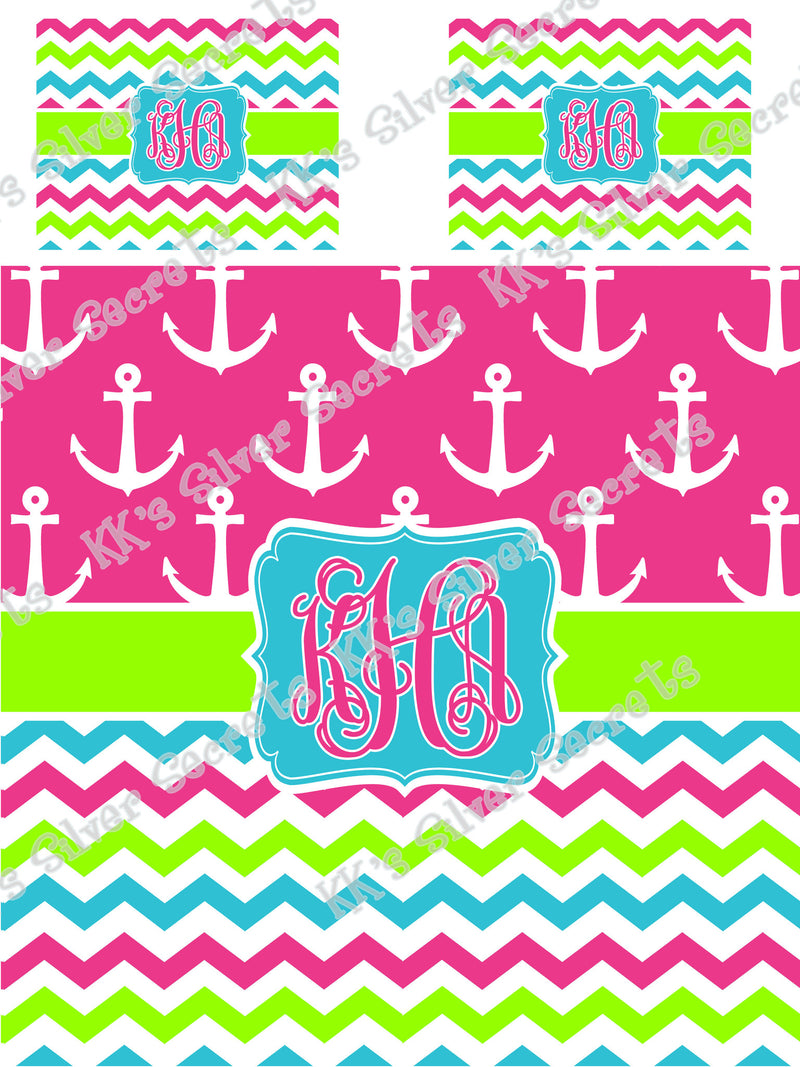 KK's Custom Bedding: Colorful Chevron and Anchors