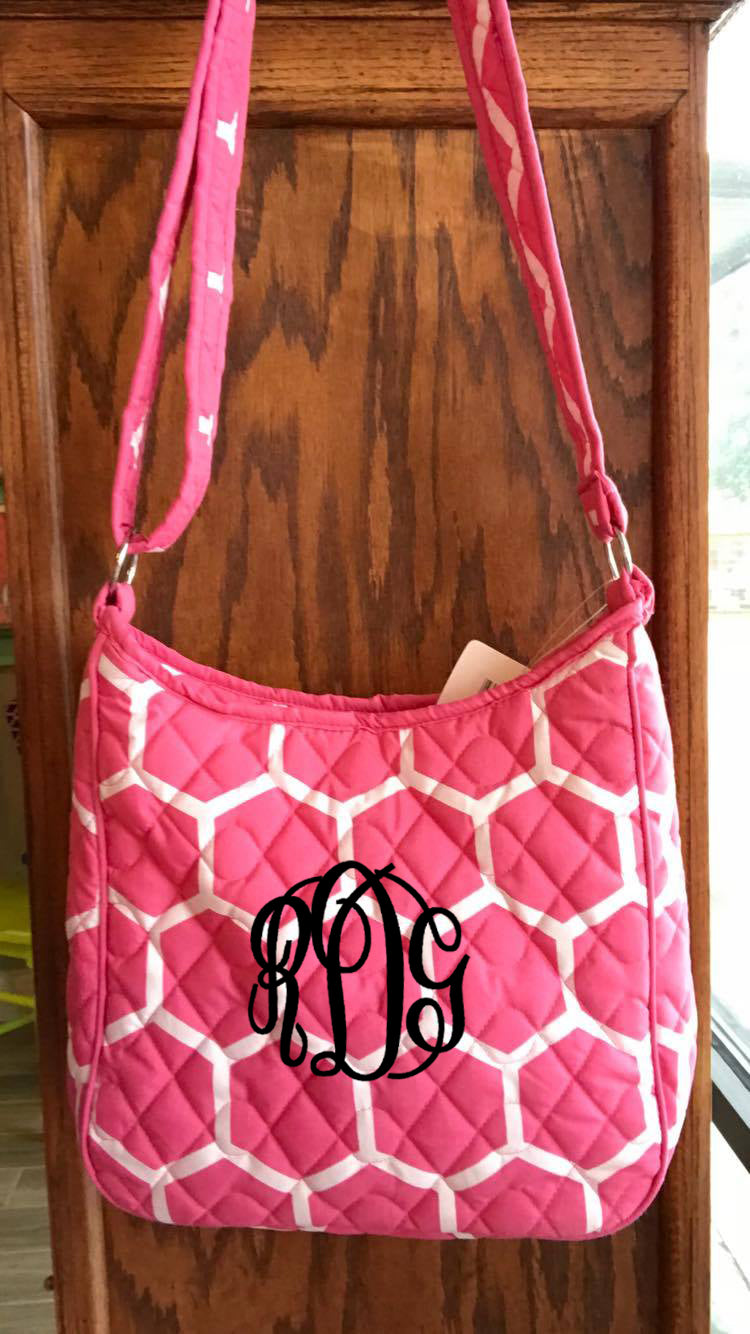 Pink/White Honeycomb Monogram Crossbody