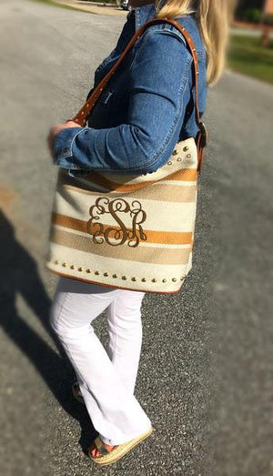 Nuetral You Stripe Monogram Handbag