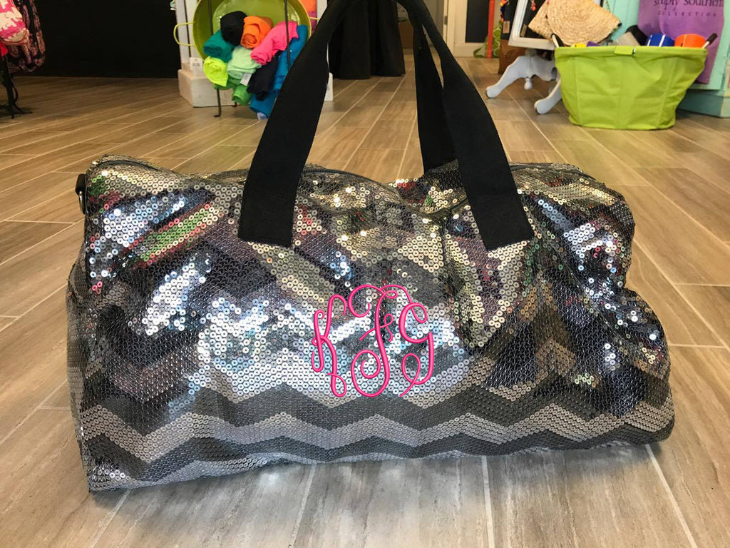 Grey/Silver Sequin Monogram Duffle