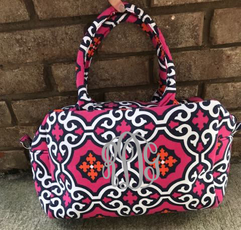 Geo Pink/Navy Small Duffel/Cosmetic